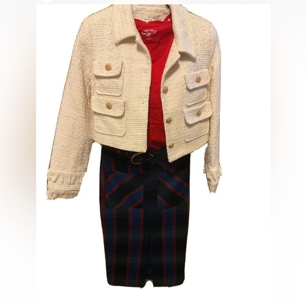 Crop jacket white with gold buttons L